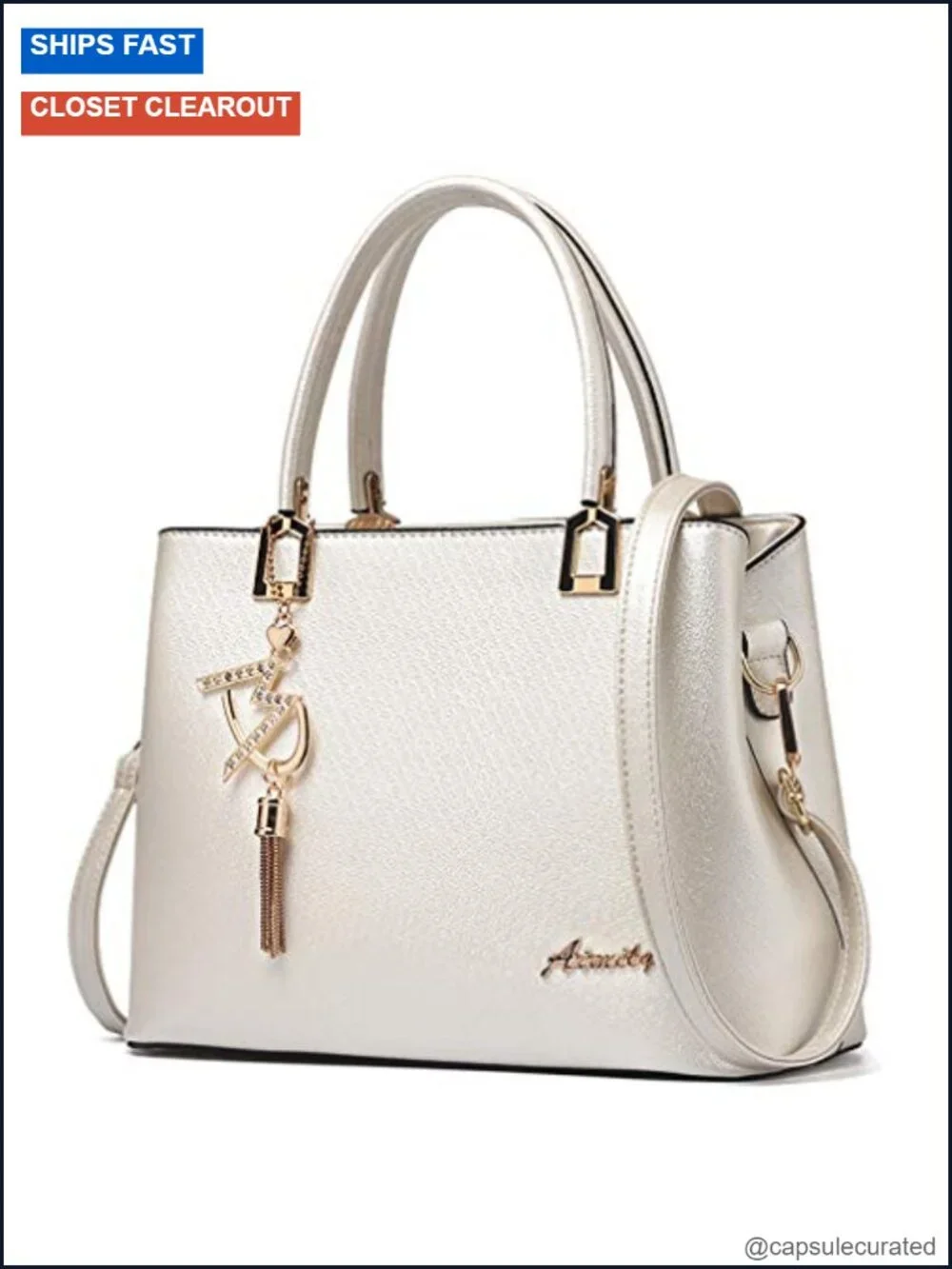 Faux Leather Satchel Tote Women's Handbag Shoulder Bag Purse